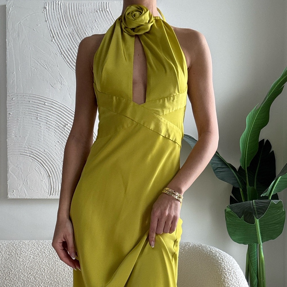 Ronny Kobo Satin Rosette Maxi Dress - Picture 2 of 7